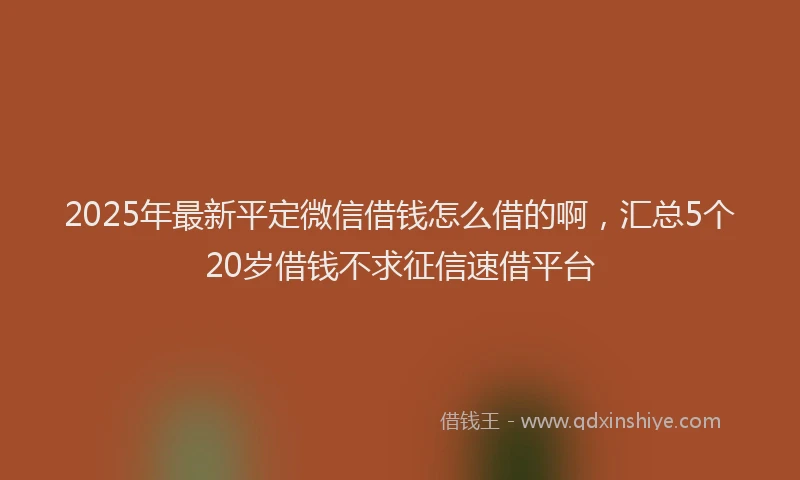 2025年最新平定微信借钱怎么借的啊，汇总5个20岁借钱不求征信速借平台