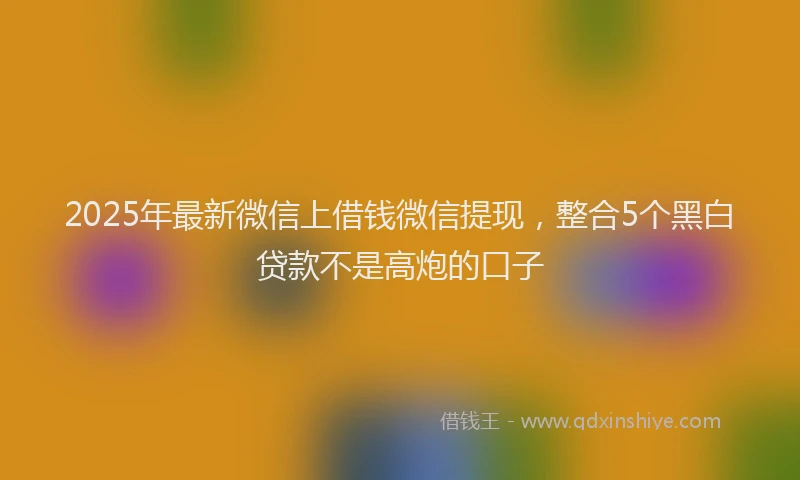 2025年最新微信上借钱微信提现，整合5个黑白贷款不是高炮的口子