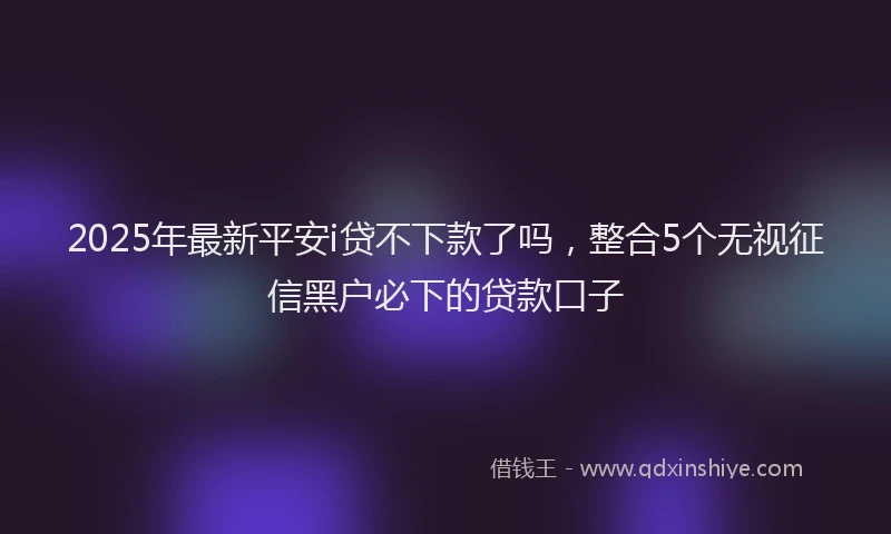 2025年最新平安i贷不下款了吗，整合5个无视征信黑户必下的贷款口子