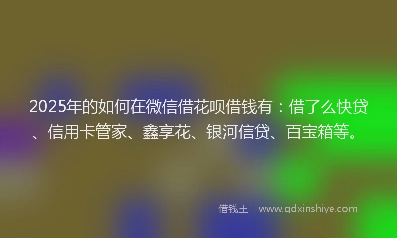 2025年的如何在微信借花呗借钱有：借了么快贷、信用卡管家、鑫享花、银河信贷、百宝箱等。