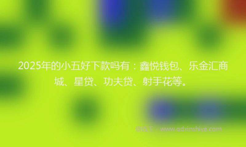 2025年的小五好下款吗有：鑫悦钱包、乐金汇商城、星贷、功夫贷、射手花等。