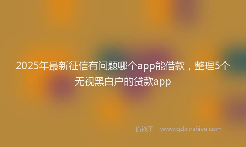 2025年最新征信有问题哪个app能借款，整理5个无视黑白户的贷款app