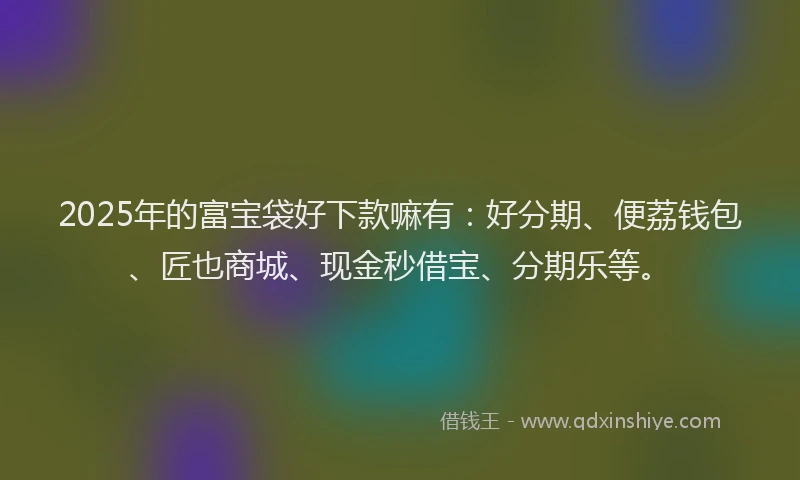 2025年的富宝袋好下款嘛有：好分期、便荔钱包、匠也商城、现金秒借宝、分期乐等。