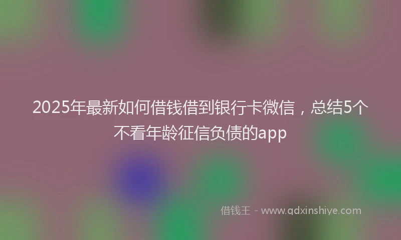 2025年最新如何借钱借到银行卡微信，总结5个不看年龄征信负债的app
