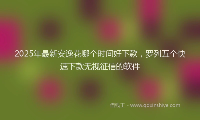 2025年最新安逸花哪个时间好下款，罗列五个快速下款无视征信的软件