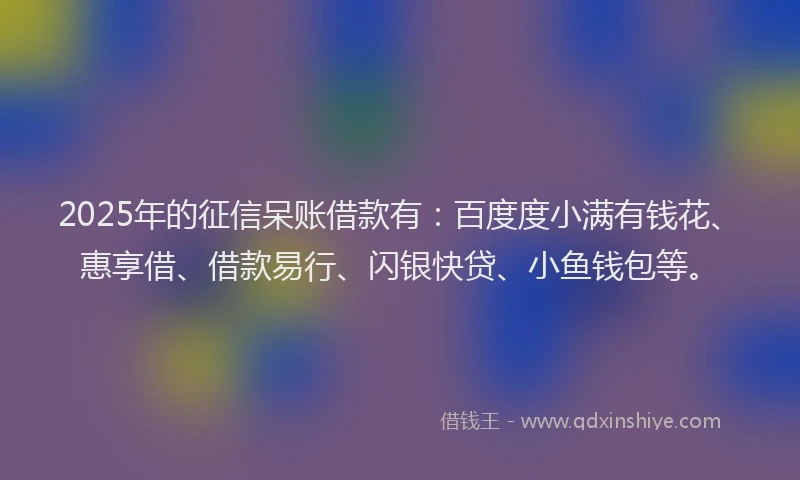 2025年的征信呆账借款有：百度度小满有钱花、惠享借、借款易行、闪银快贷、小鱼钱包等。