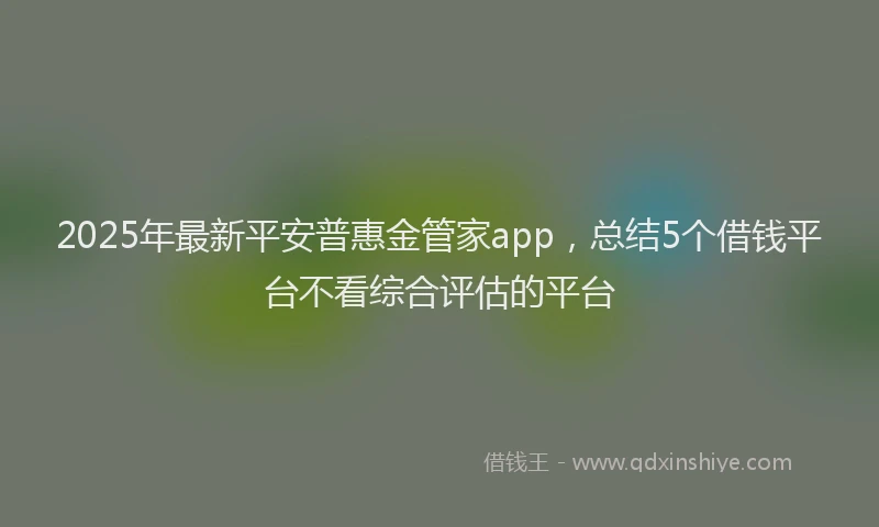 2025年最新平安普惠金管家app，总结5个借钱平台不看综合评估的平台