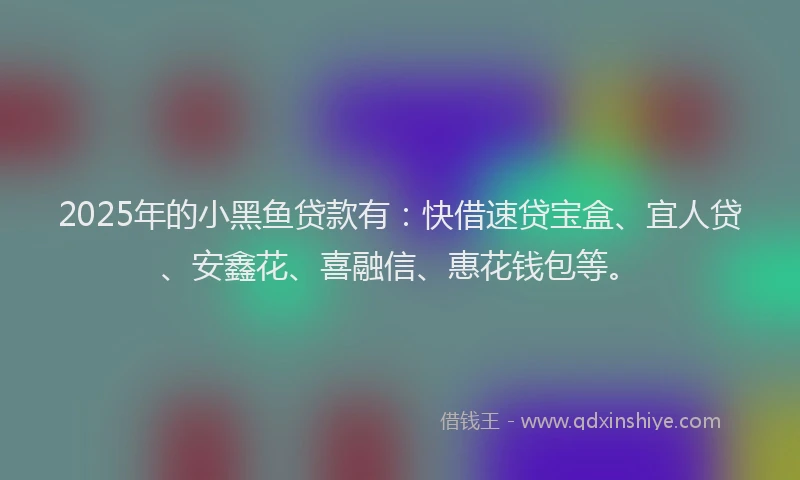 2025年的小黑鱼贷款有：快借速贷宝盒、宜人贷、安鑫花、喜融信、惠花钱包等。