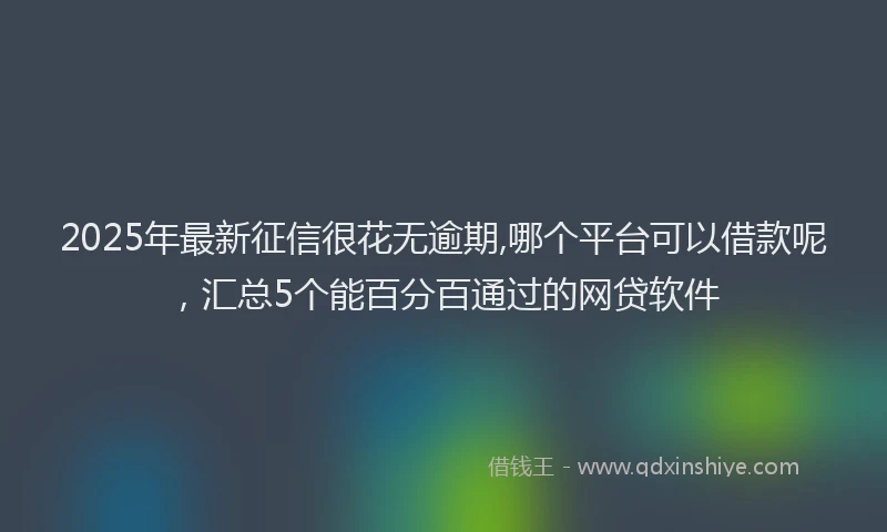 2025年最新征信很花无逾期,哪个平台可以借款呢，汇总5个能百分百通过的网贷软件
