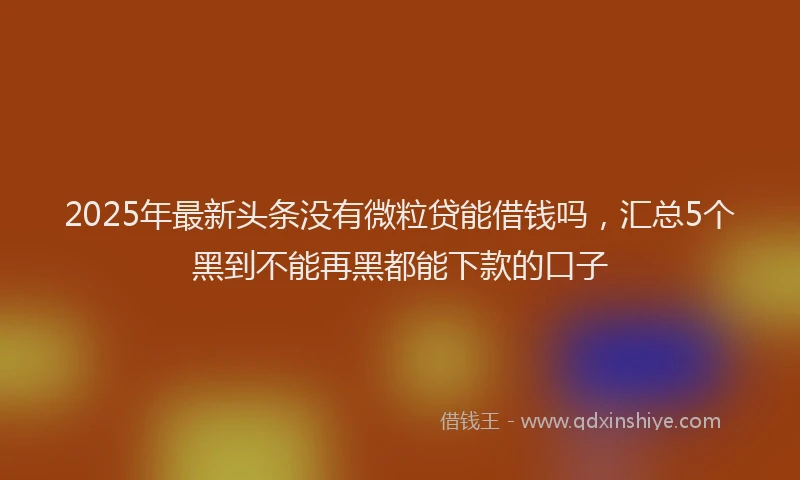 2025年最新头条没有微粒贷能借钱吗，汇总5个黑到不能再黑都能下款的口子