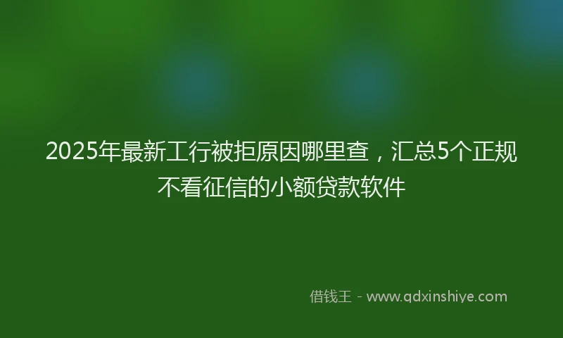2025年最新工行被拒原因哪里查，汇总5个正规不看征信的小额贷款软件