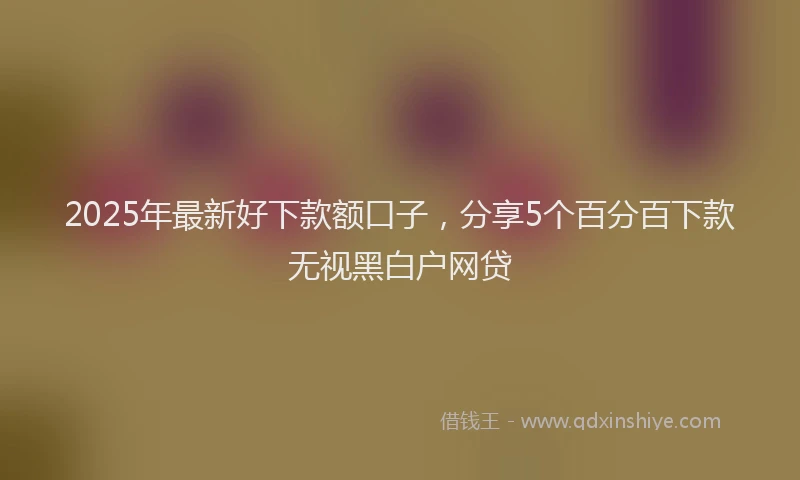 2025年最新好下款额口子，分享5个百分百下款无视黑白户网贷