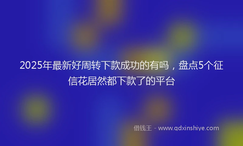 2025年最新好周转下款成功的有吗，盘点5个征信花居然都下款了的平台