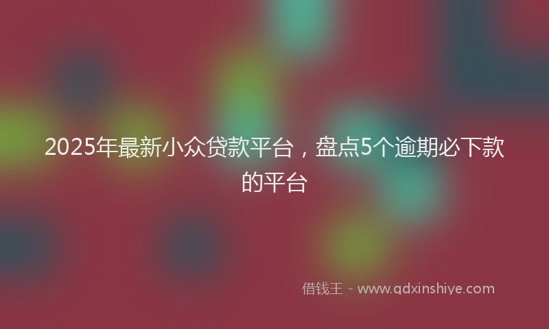 2025年最新小众贷款平台，盘点5个逾期必下款的平台