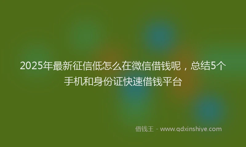 2025年最新征信低怎么在微信借钱呢，总结5个手机和身份证快速借钱平台