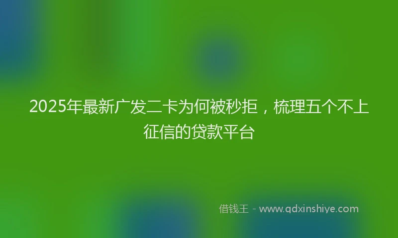 2025年最新广发二卡为何被秒拒，梳理五个不上征信的贷款平台