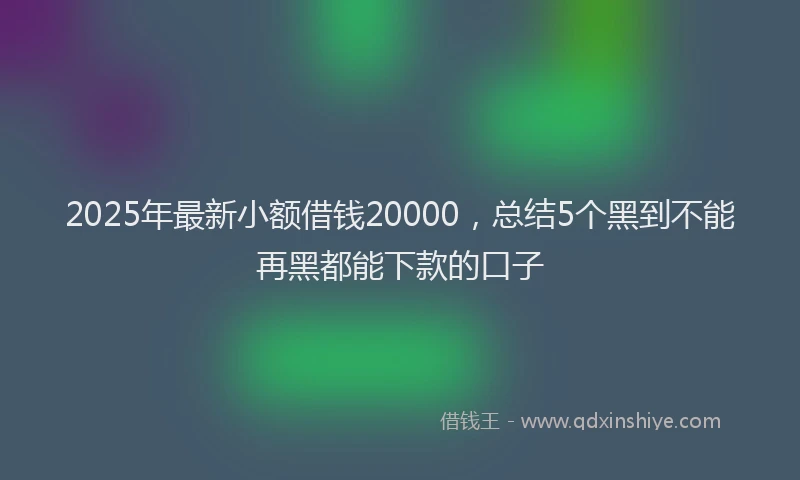 2025年最新小额借钱20000，总结5个黑到不能再黑都能下款的口子
