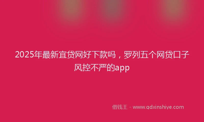 2025年最新宜贷网好下款吗，罗列五个网贷口子风控不严的app