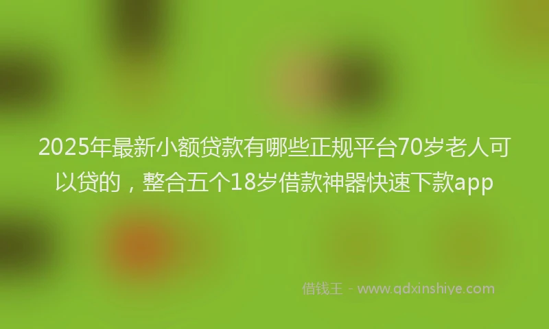 2025年最新小额贷款有哪些正规平台70岁老人可以贷的，整合五个18岁借款神器快速下款app