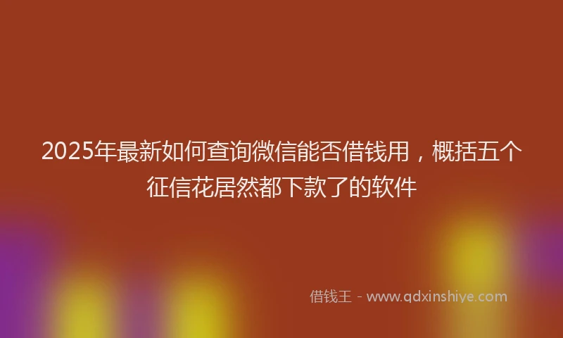2025年最新如何查询微信能否借钱用，概括五个征信花居然都下款了的软件