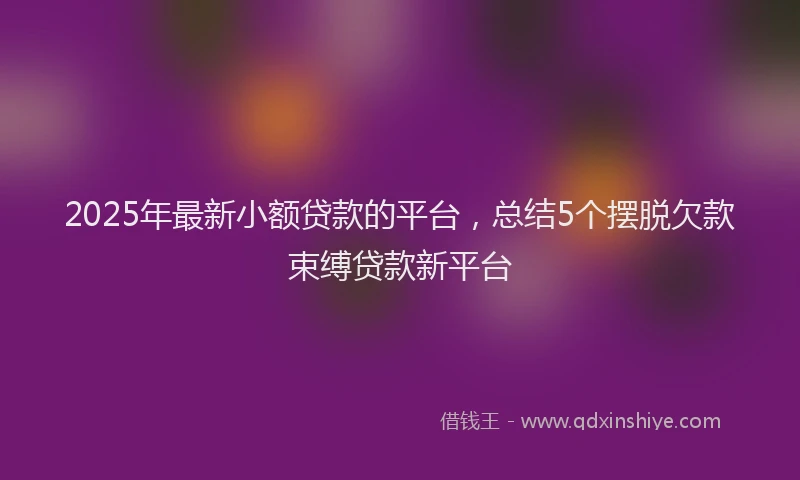 2025年最新小额贷款的平台，总结5个摆脱欠款束缚贷款新平台