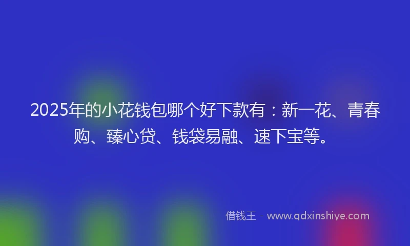 2025年的小花钱包哪个好下款有：新一花、青春购、臻心贷、钱袋易融、速下宝等。
