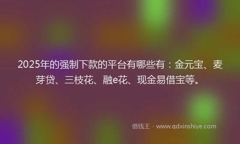 2025年的强制下款的平台有哪些有：金元宝、麦芽贷、三枝花、融e花、现金易借宝等。