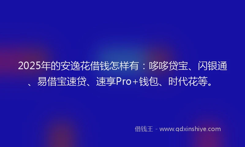 2025年的安逸花借钱怎样有：哆哆贷宝、闪银通、易借宝速贷、速享Pro+钱包、时代花等。