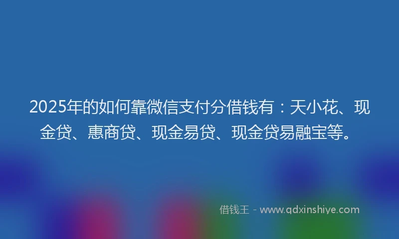2025年的如何靠微信支付分借钱有：天小花、现金贷、惠商贷、现金易贷、现金贷易融宝等。