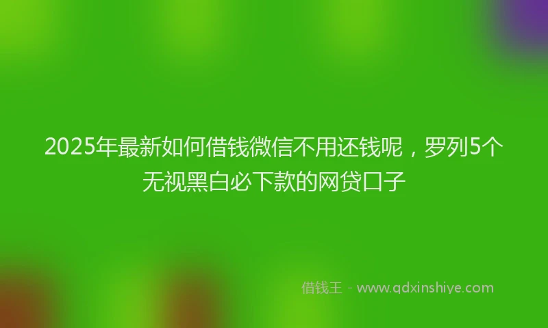 2025年最新如何借钱微信不用还钱呢，罗列5个无视黑白必下款的网贷口子