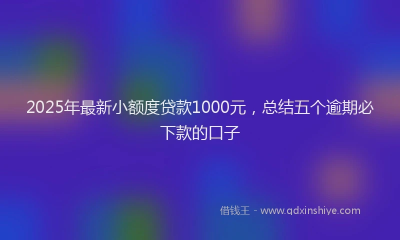 2025年最新小额度贷款1000元，总结五个逾期必下款的口子