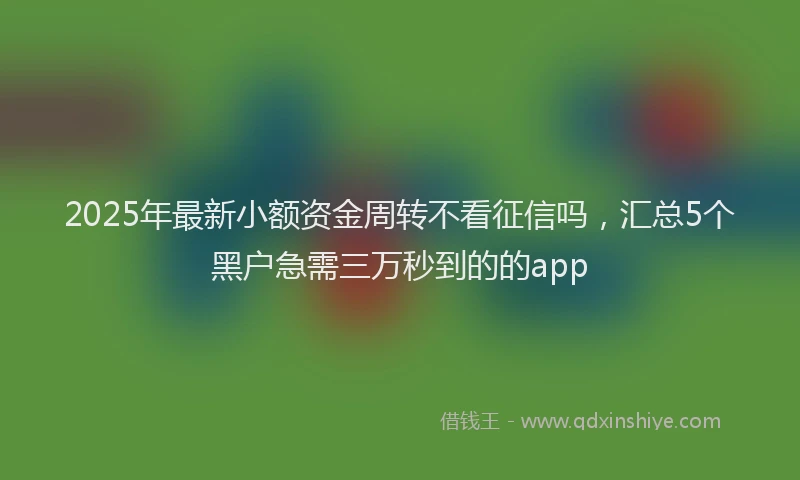 2025年最新小额资金周转不看征信吗，汇总5个黑户急需三万秒到的的app