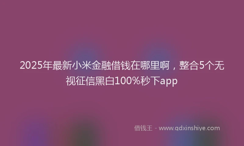 2025年最新小米金融借钱在哪里啊，整合5个无视征信黑白100%秒下app