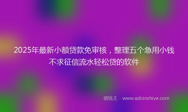 2025年最新小额贷款免审核，整理五个急用小钱不求征信流水轻松贷的软件