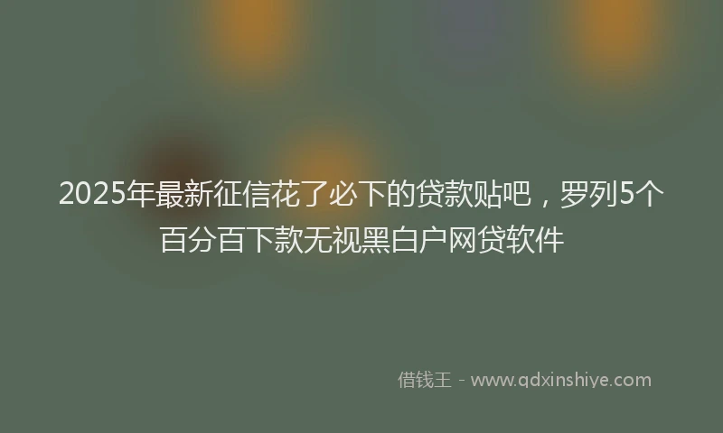 2025年最新征信花了必下的贷款贴吧，罗列5个百分百下款无视黑白户网贷软件