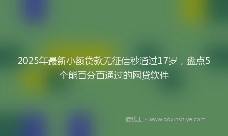 2025年最新小额贷款无征信秒通过17岁，盘点5个能百分百通过的网贷软件