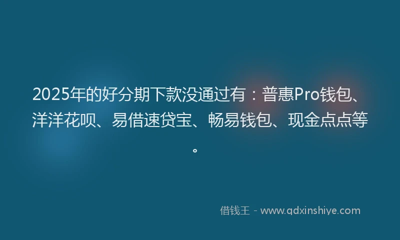 2025年的好分期下款没通过有：普惠Pro钱包、洋洋花呗、易借速贷宝、畅易钱包、现金点点等。