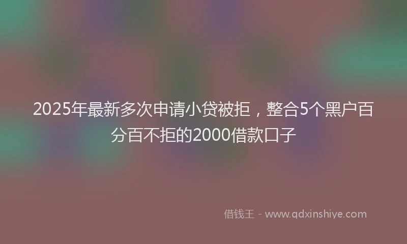 2025年最新多次申请小贷被拒，整合5个黑户百分百不拒的2000借款口子