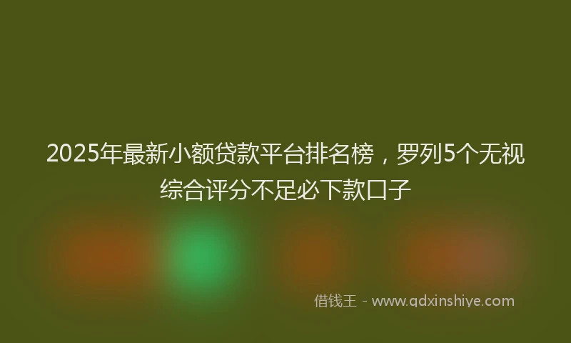 2025年最新小额贷款平台排名榜，罗列5个无视综合评分不足必下款口子