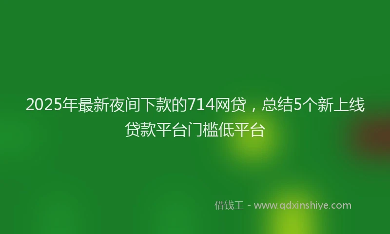2025年最新夜间下款的714网贷，总结5个新上线贷款平台门槛低平台