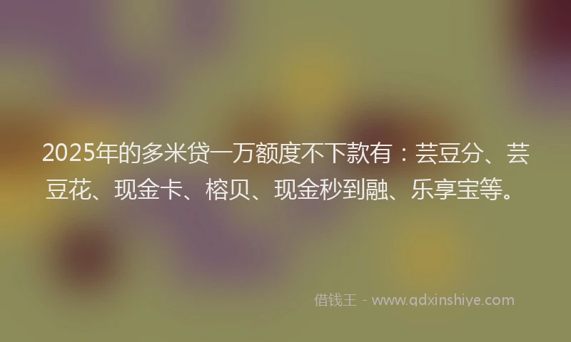2025年的多米贷一万额度不下款有：芸豆分、芸豆花、现金卡、榕贝、现金秒到融、乐享宝等。