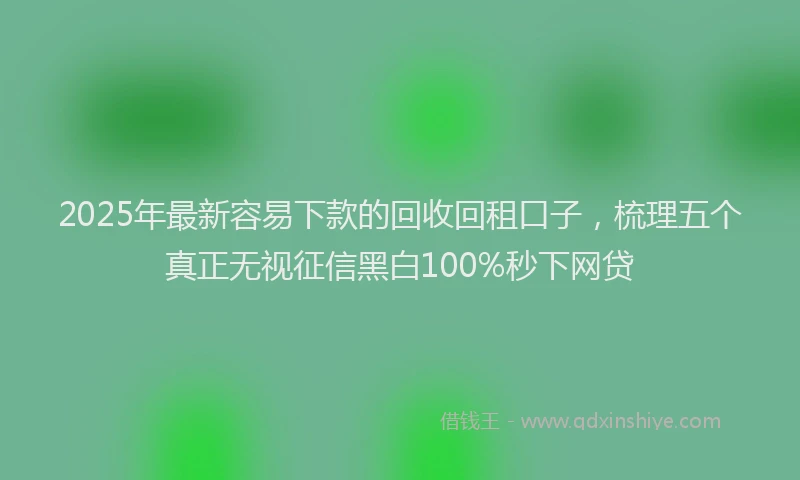 2025年最新容易下款的回收回租口子，梳理五个真正无视征信黑白100%秒下网贷