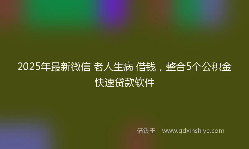2025年最新微信 老人生病 借钱，整合5个公积金快速贷款软件