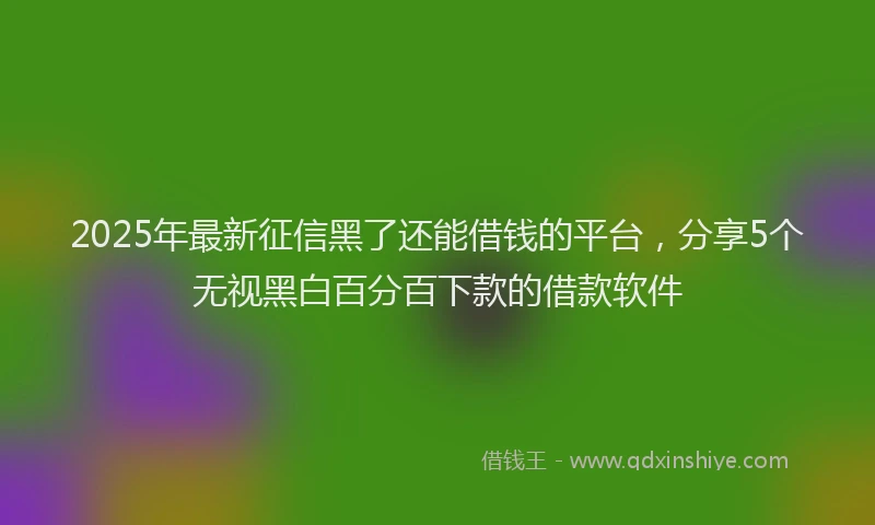 2025年最新征信黑了还能借钱的平台，分享5个无视黑白百分百下款的借款软件