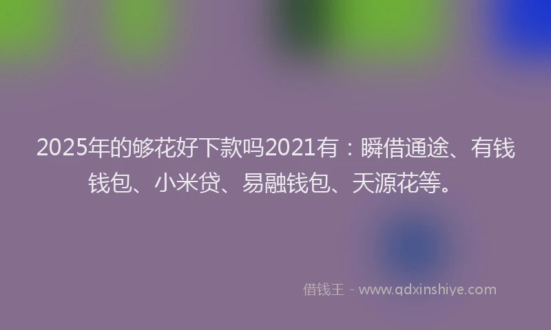 2025年的够花好下款吗2021有：瞬借通途、有钱钱包、小米贷、易融钱包、天源花等。