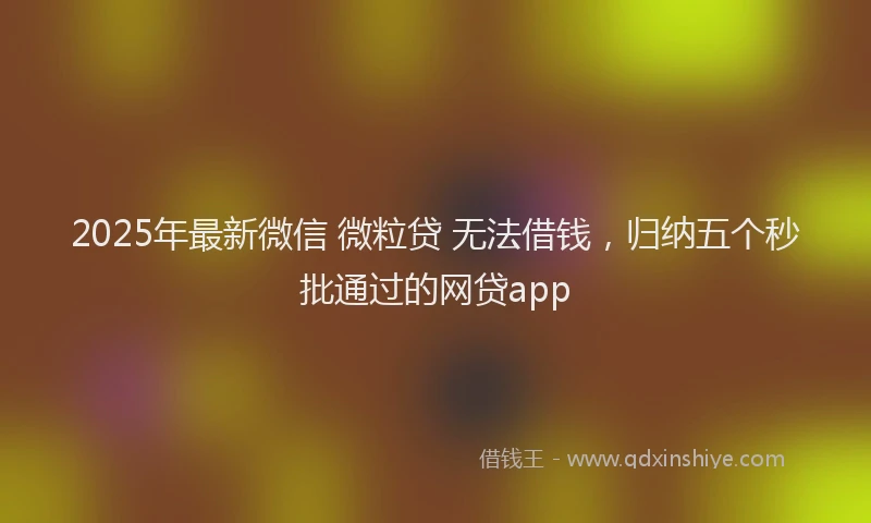 2025年最新微信 微粒贷 无法借钱，归纳五个秒批通过的网贷app