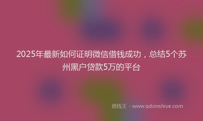 2025年最新如何证明微信借钱成功，总结5个苏州黑户贷款5万的平台
