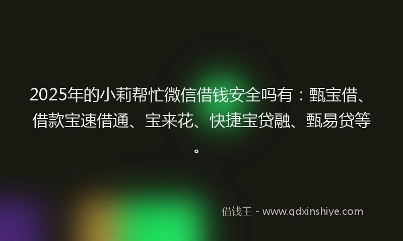 2025年的小莉帮忙微信借钱安全吗有：甄宝借、借款宝速借通、宝来花、快捷宝贷融、甄易贷等。