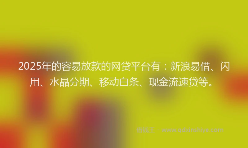 2025年的容易放款的网贷平台有：新浪易借、闪用、水晶分期、移动白条、现金流速贷等。