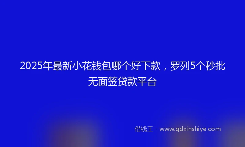 2025年最新小花钱包哪个好下款，罗列5个秒批无面签贷款平台